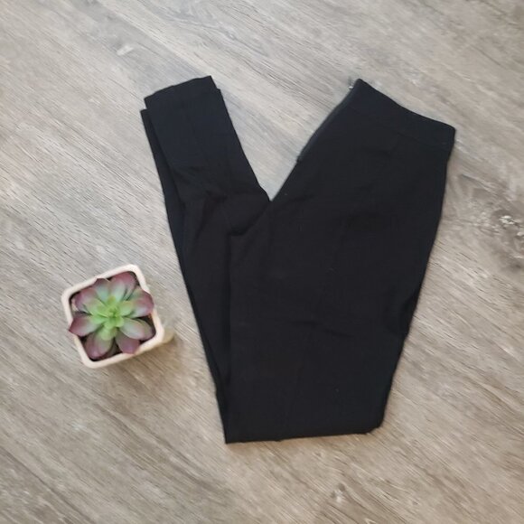J Crew Pixie Pants Black Rear Zip Black Ponte Pants Sz 4 - Picture 1 of 9